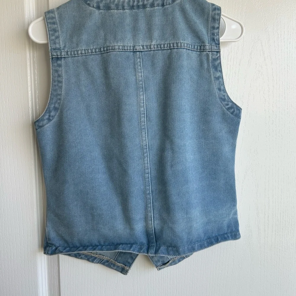 Light Wash Denim Button Front Vest - Picture 3 of 3
